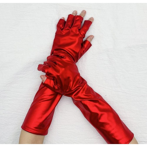 Elastic paint nightclub bar jazz hot pole dance cosplay sexy gloves silver gold red black PU leather gloves  Halloween party cosplay costume gloves
